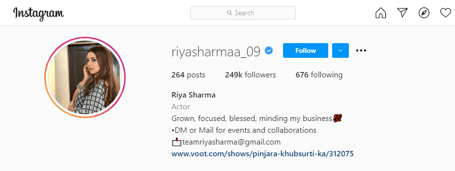 Riya Sharma Instagram