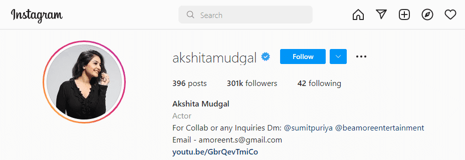 Akshita Mudgal instagram